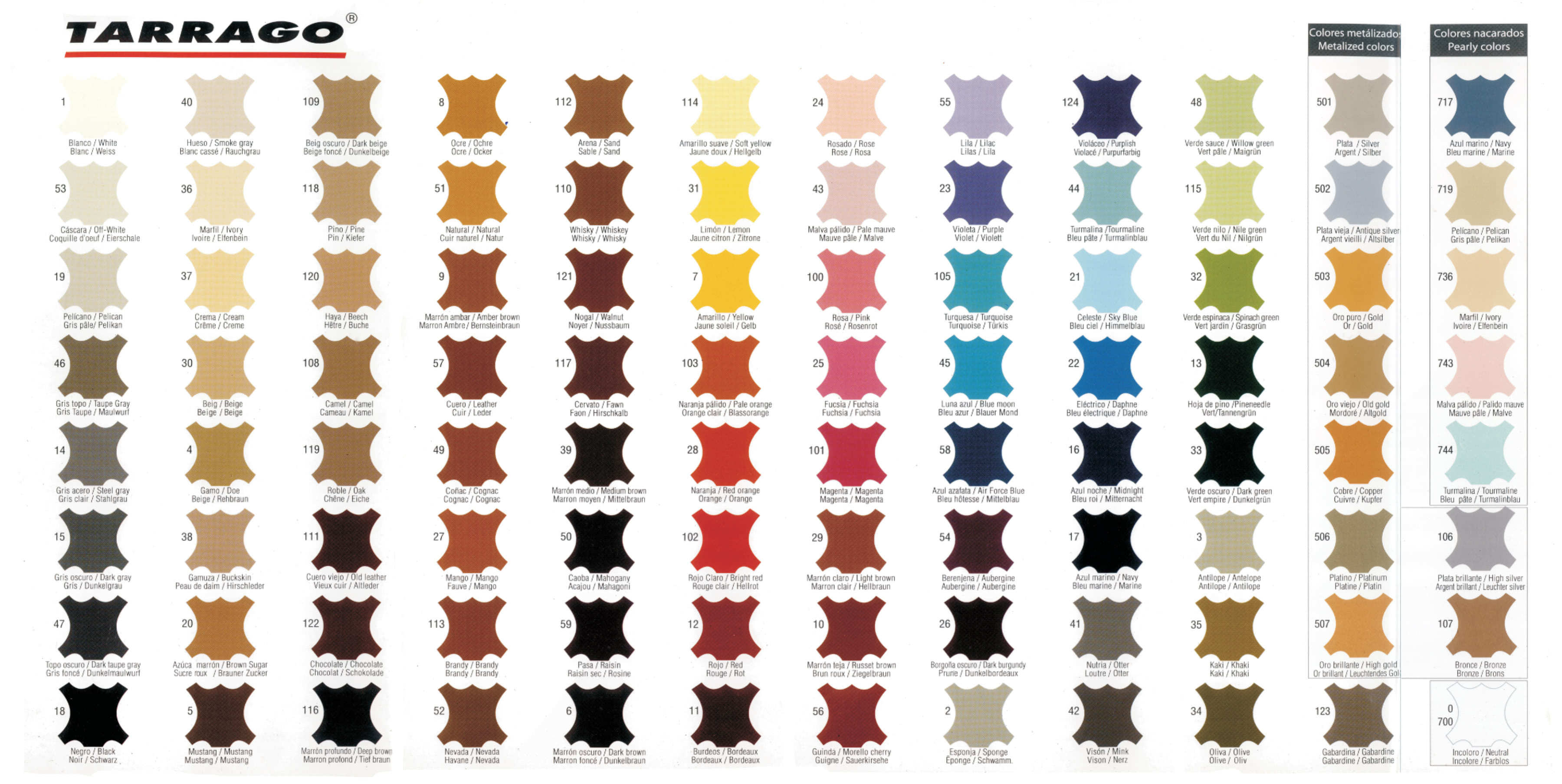 Tarrago Suede Renovator Color Chart