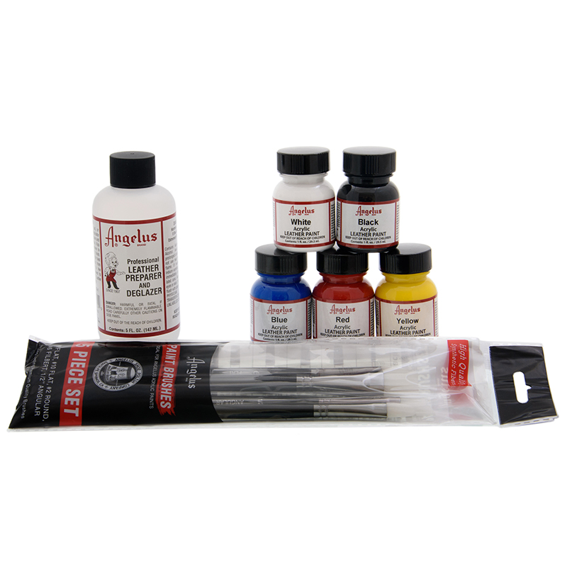 Set with Leather Paint for smooth leather and Preparer and Deglazer.